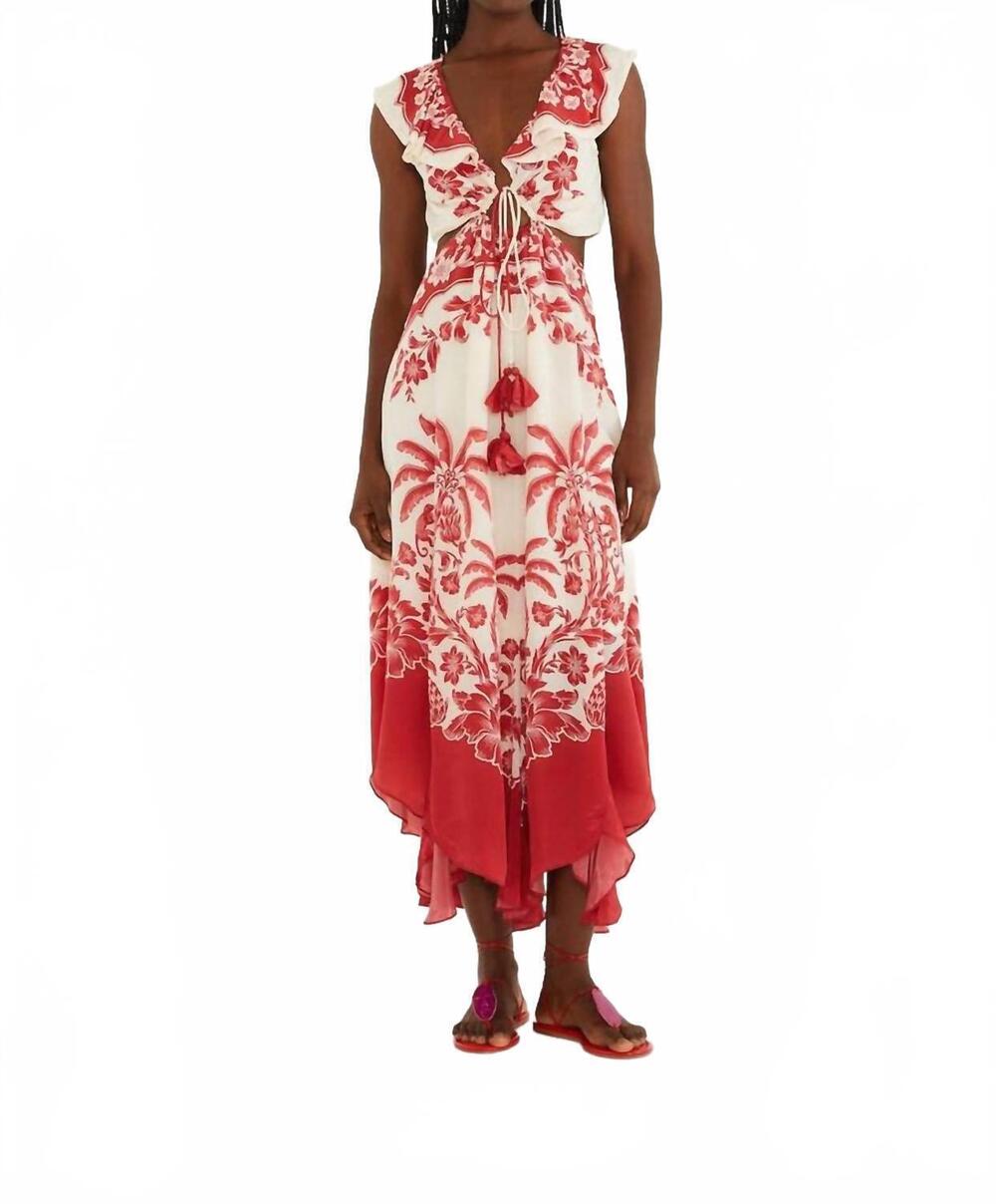 NEW FARM RIO guanacaste cut out sleeveless midi dress in multi